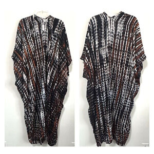 Suzie Blue Bali Kimono Open Front One Size Tie Dye Swim Cover Vacation Boho NEW